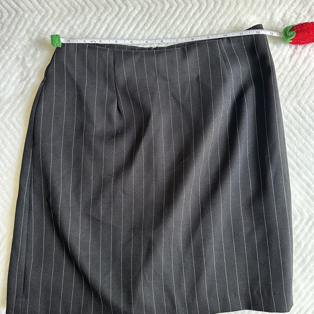 Women's Black Pinstripe Mini Skirt - Sleek Office Staple